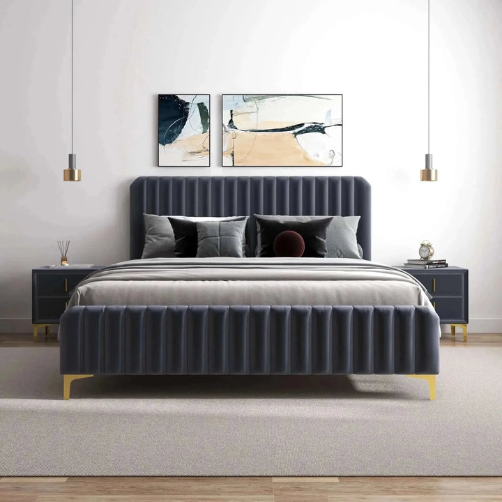 Bethany Upholstered Platform Bed Queen Grey