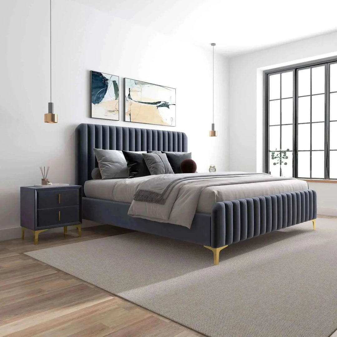Bethany Upholstered Platform Bed Queen Grey