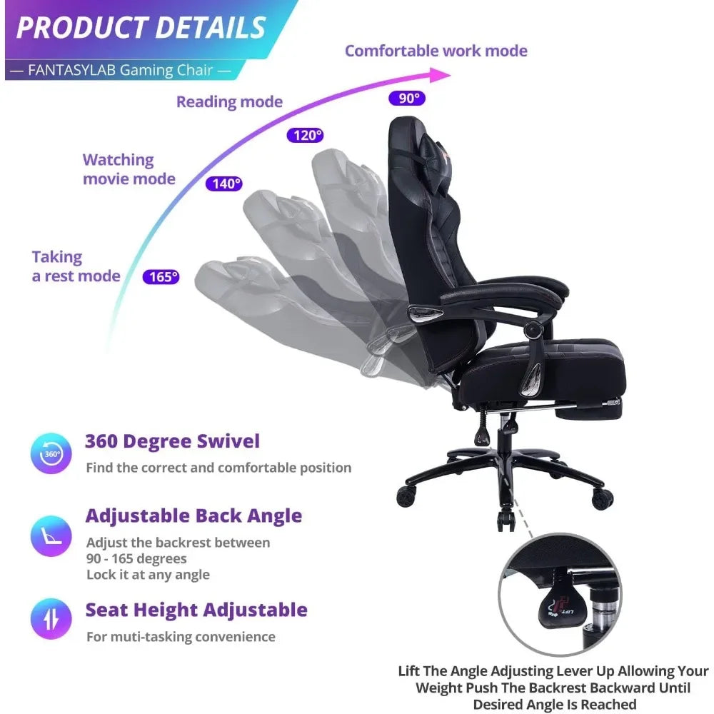 Big and Tall Gaming Chair With Footrest