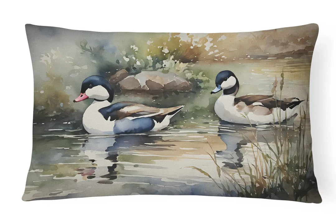 Exclusive Watercolor Birds Bufflehead Throw Pillow - Premium Indoor/Outdoor 31" x 12" Decorative Collection