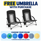 Folding Beach Chairs 2-Pack – Mesh Back with Cup Holders