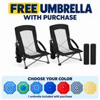 Folding Beach Chairs 2-Pack – Mesh Back with Cup Holders