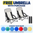 Folding Beach Chairs 2-Pack – Mesh Back with Cup Holders