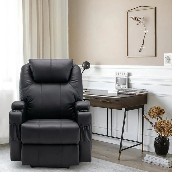 Black Power Heated Massage Lift Assist Recliner