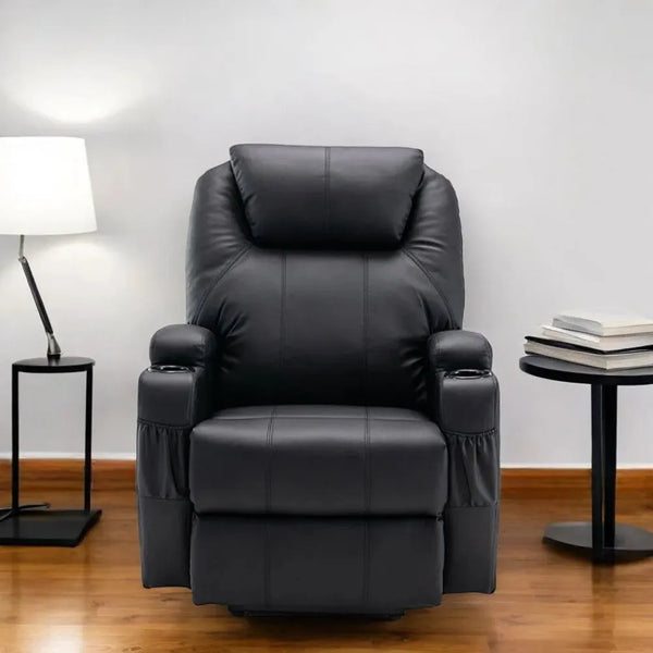Black Power Heated Massage Lift Assist Recliner