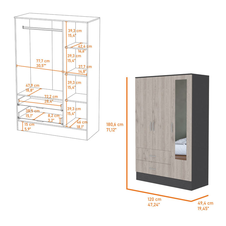 Black Rock Mirrored Armoire