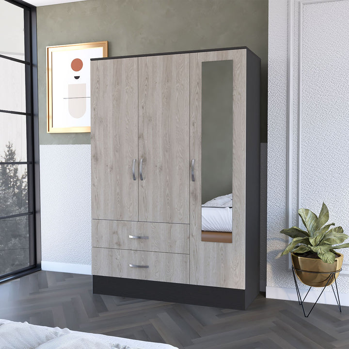 Black Rock Mirrored Armoire