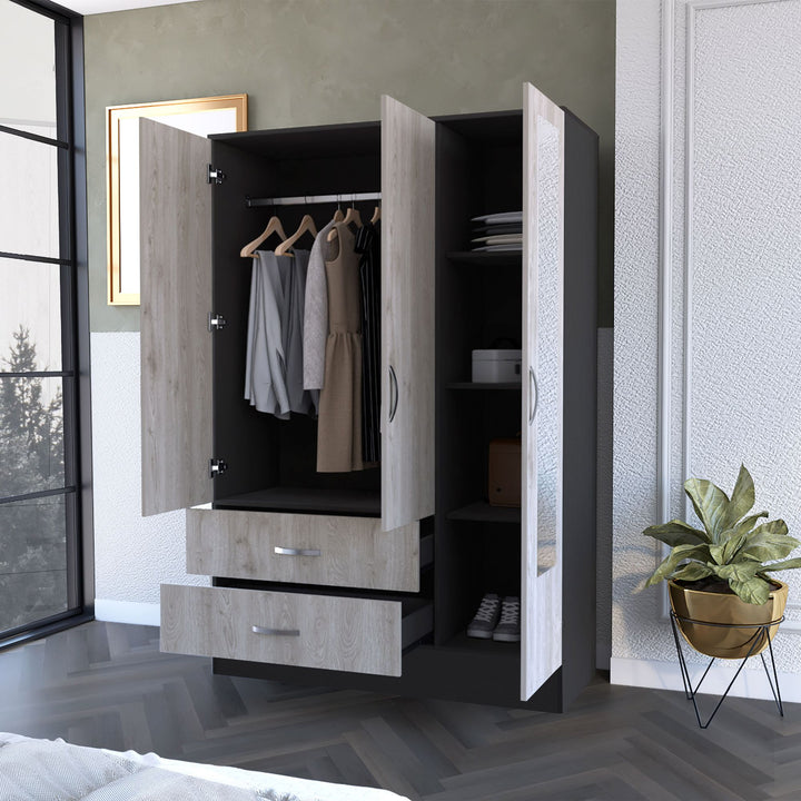 Black Rock Mirrored Armoire