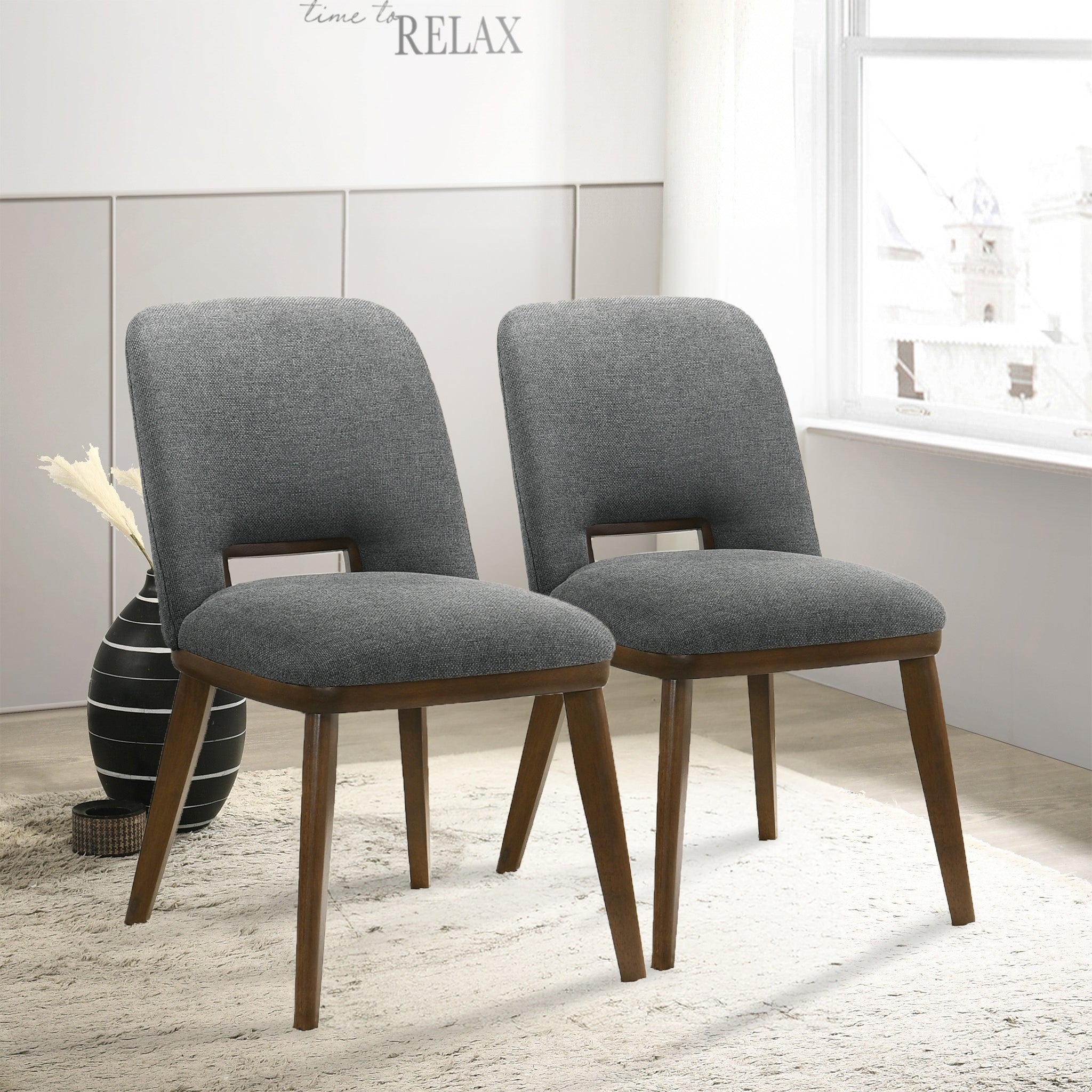 Blake Dark Grey Fabric Dining Chair (Set Of 2)