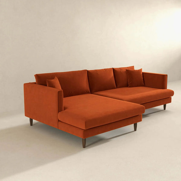 Blake L-Shaped Sectional Sofa Left Facing Orange