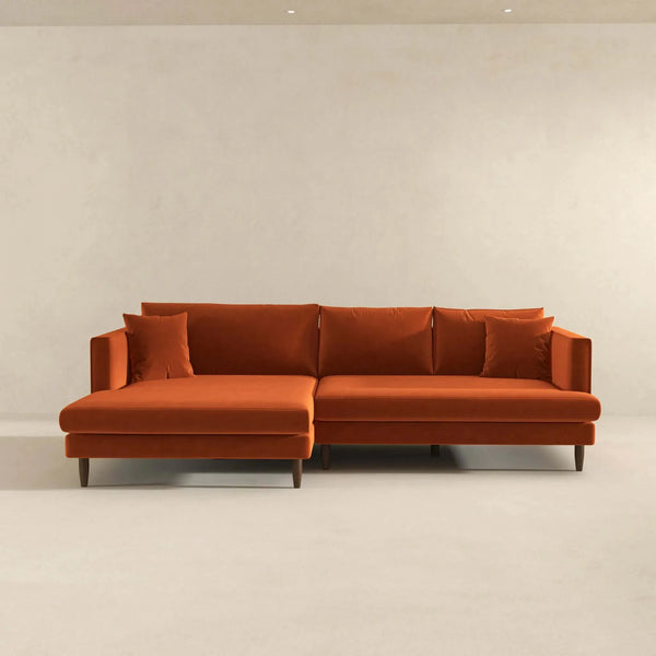 Blake L-Shaped Sectional Sofa Left Facing Orange