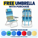 Tall Beach Chair 2-Pack with 17" High Seat, Reclining Folding Design