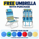 Tall Beach Chair 2-Pack with 17" High Seat, Reclining Folding Design