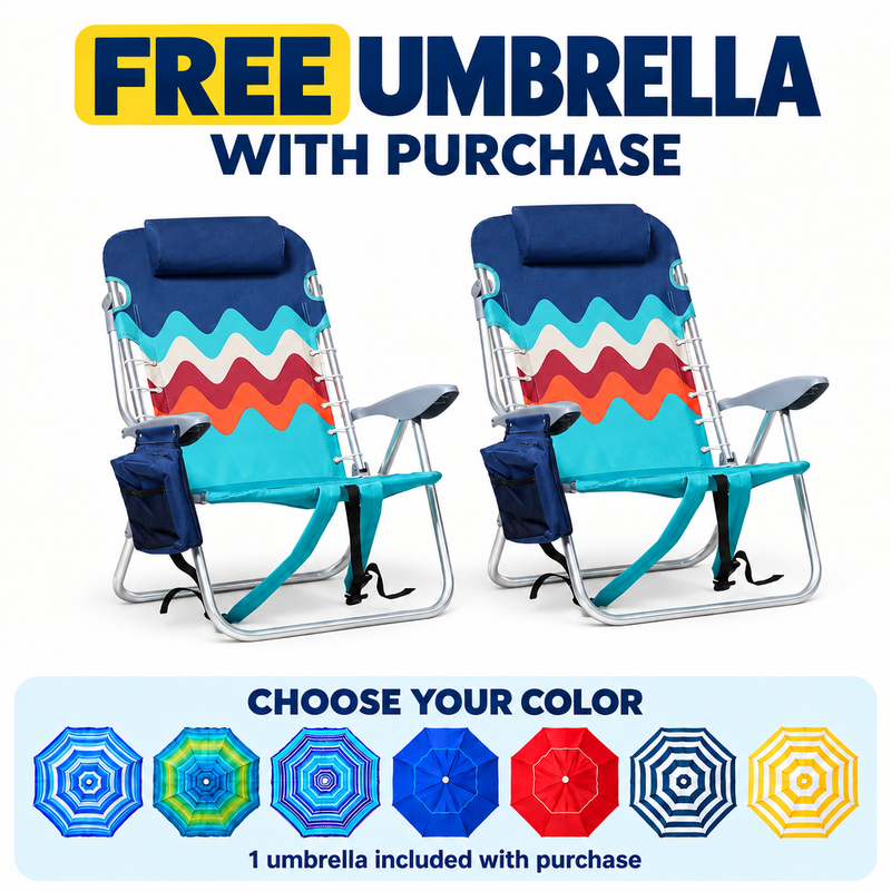 Backpack Beach Chair 2 Pack – Reclining Aluminum, 300 - 500 lbs