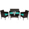 4-piece patio furniture set brown & blue outdoor wicker furniture with coffee table modern rattan chairs conversation s