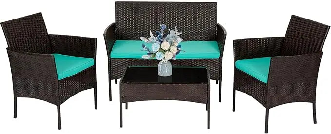  Blue outdoor wicker furniture
