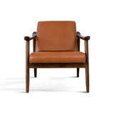 Brandon Solid Dark Tan Leather Lounge Chair