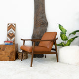 Brandon Solid Dark Tan Leather Lounge Chair