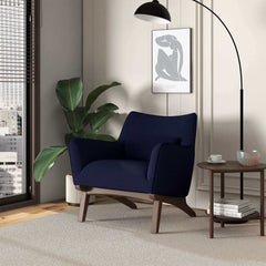 Brayden Mid Century Modern Dark Blue Boucle Armchair