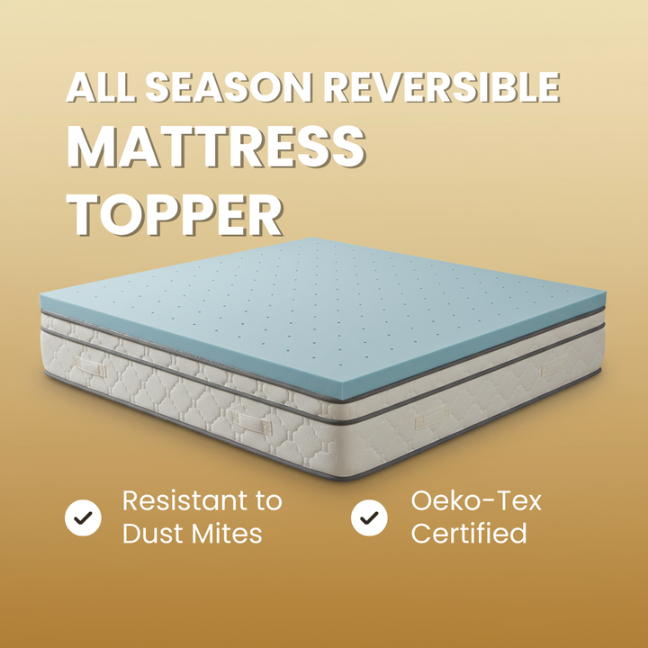 All Season Reversible Hypoallergenic Cooling Mattress Topper, Twin Size, 2 inch Foam