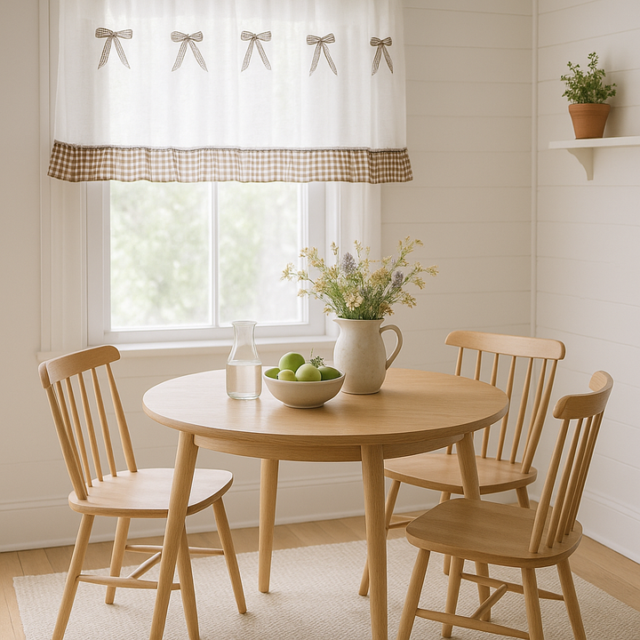 Brown Grid Doorway Curtain Valance
