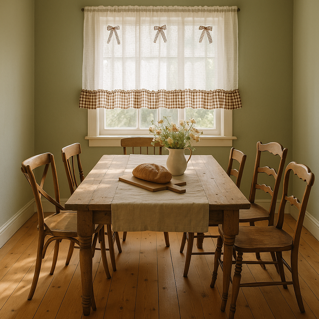 Brown Grid Doorway Curtain Valance