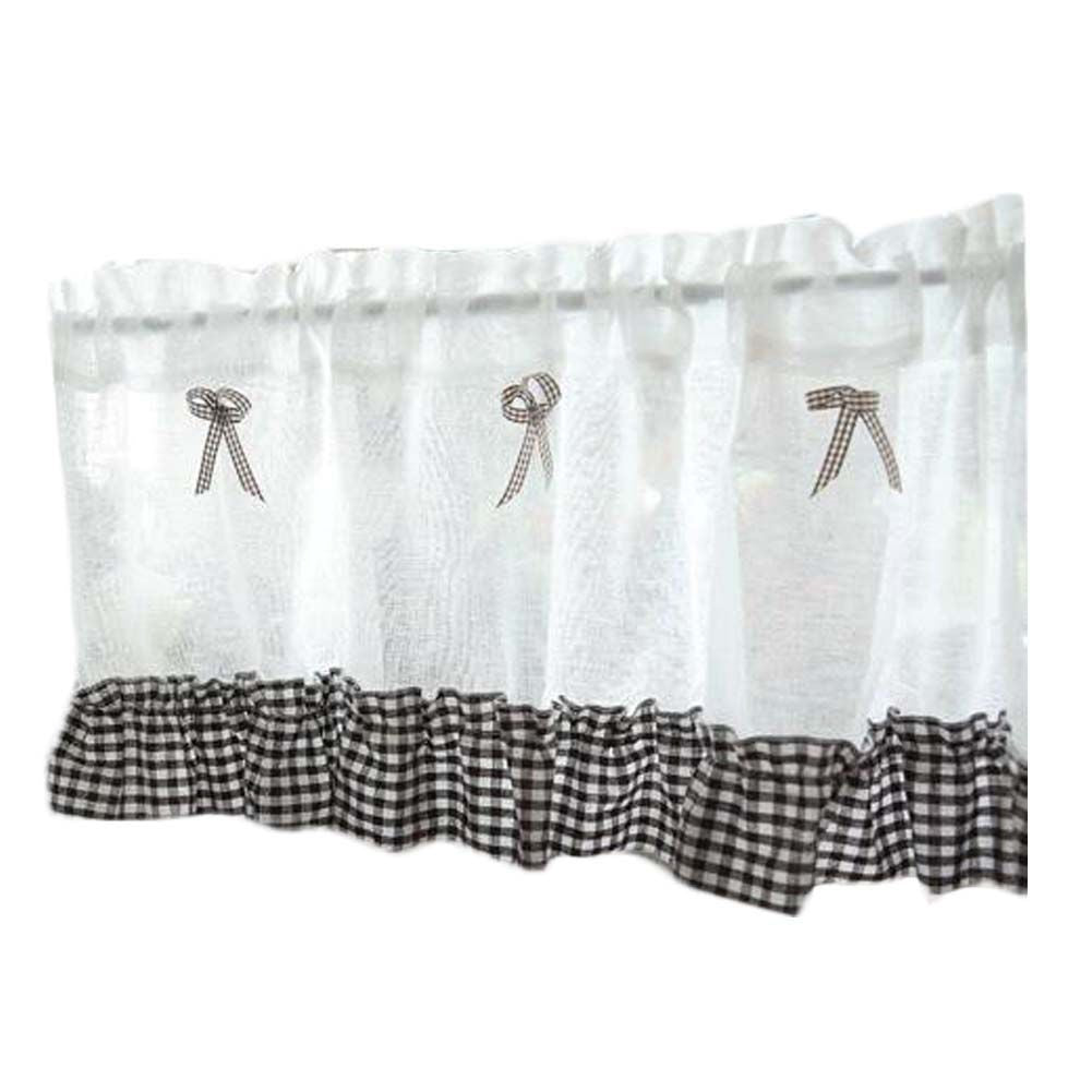Brown Grid Doorway Curtain Valance