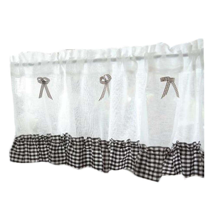 Brown Grid Doorway Curtain Valance