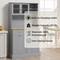 HOMCOM Kitchen Pantry Storage Cabinet with Charging Station, 2 Tilt Out Cabinets, Microwave Stand, Gray