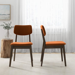 Burnt Orange Velvet Solid Back Side Chair