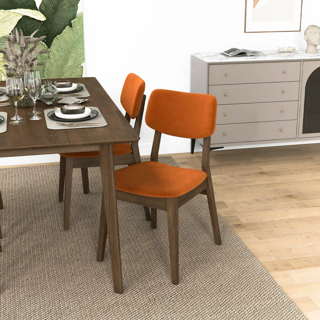 Burnt Orange Velvet Solid Back Side Chair