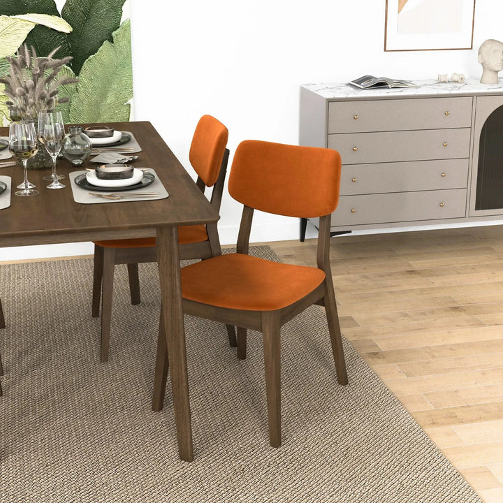 Burnt Orange Velvet Solid Back Side Chair