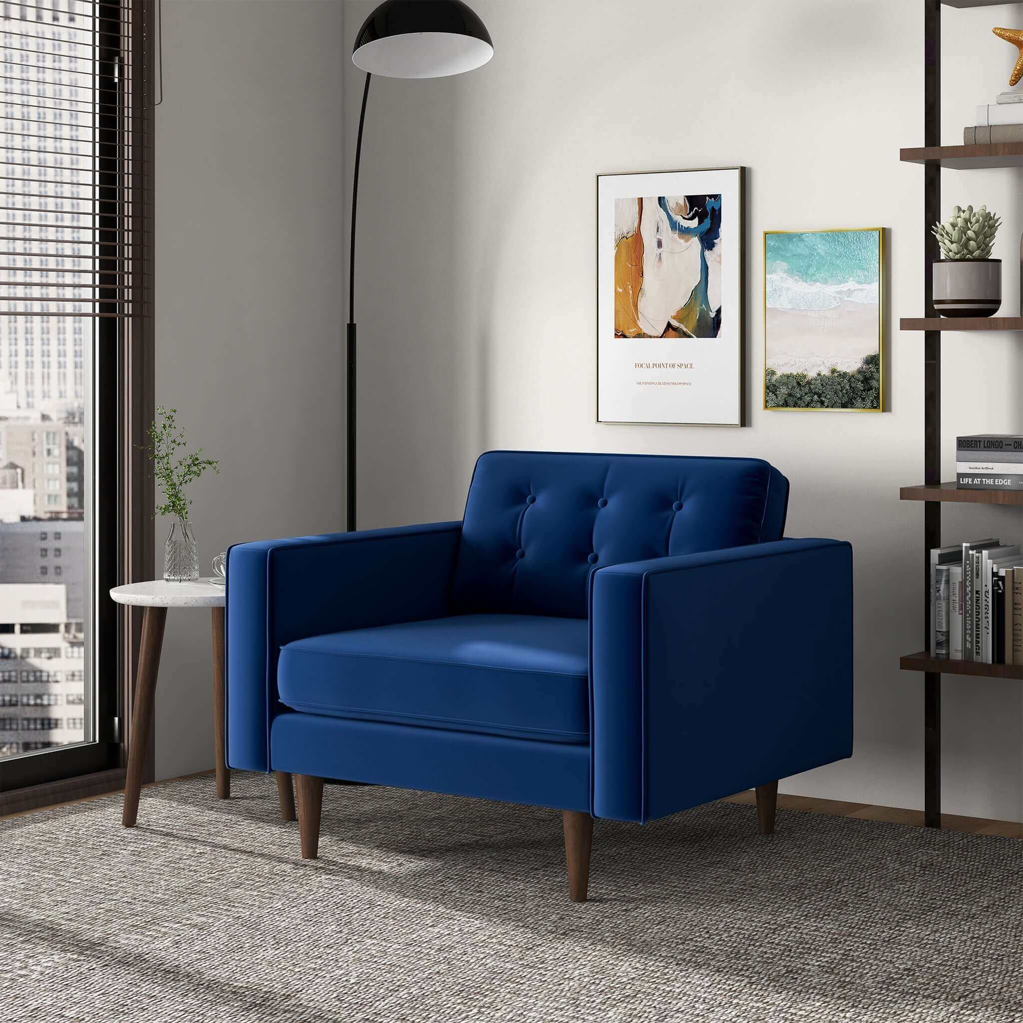 Casey Blue Velvet Lounge Chair