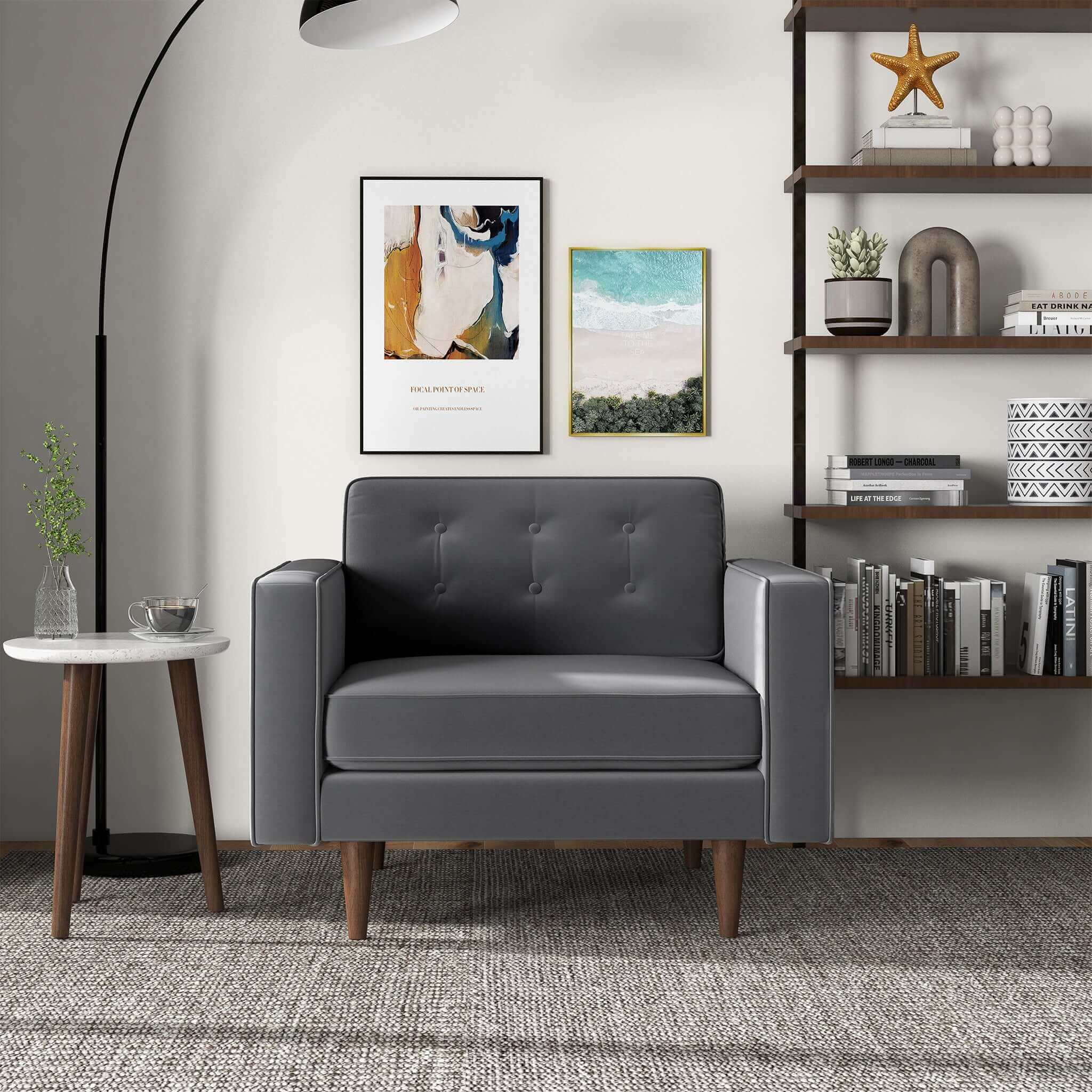 Casey Grey Velvet Lounge Chair