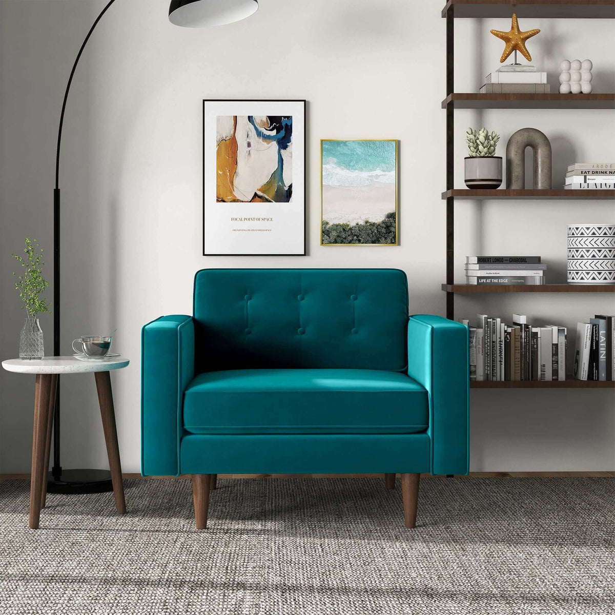 Casey Teal Velvet Lounge Chair