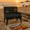 Compact Collapsible Iron Square Charcoal Grill with Flat-Fold Design
