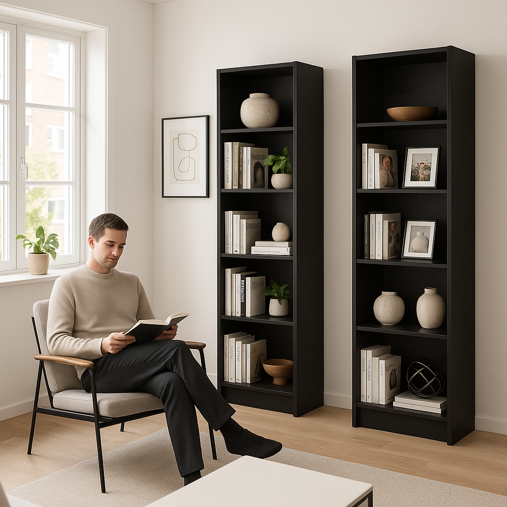 Sutton Slim 5-Shelf Bookcase – Space-Saving Modern Design | Contemporary Storage Solutions | Trufairs