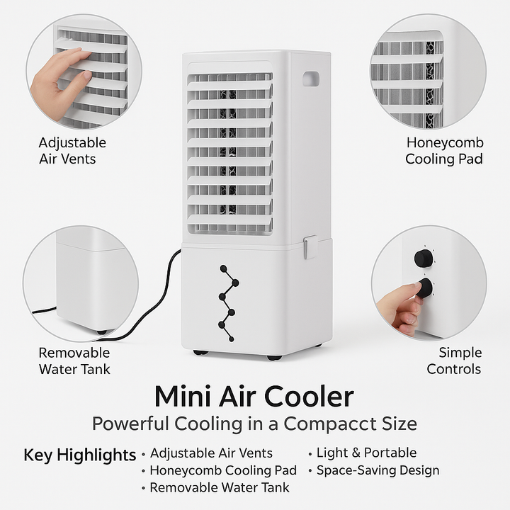 9L Evaporative Air Cooler 550 CFM – Compact Personal Cooling with 2 Ice Boxes | Portable Swamp Cooler | Trufairs