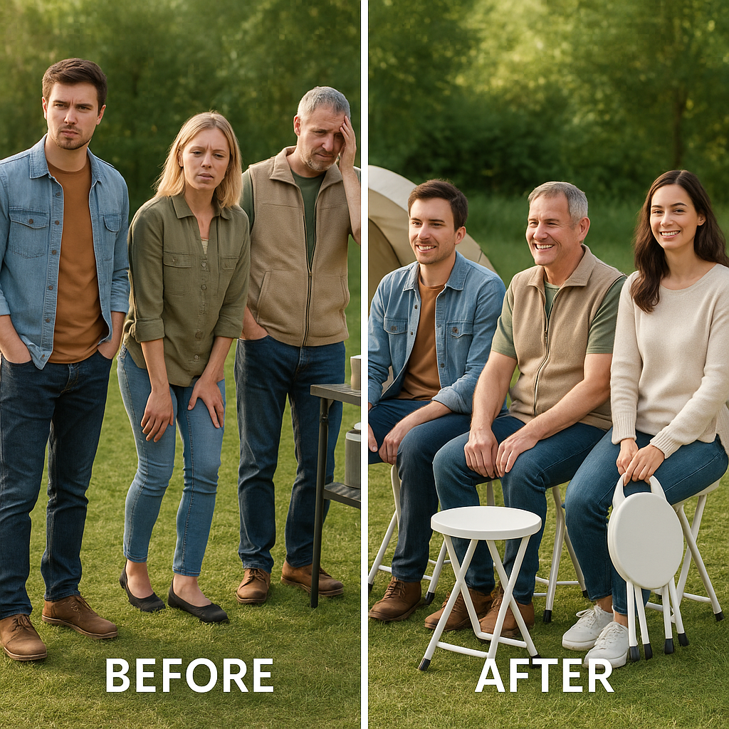 Foldable Adult Utility Stool – Built-In Handle | Portable HDPE & Metal Seating | Trufairs