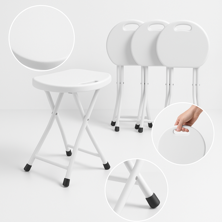 Foldable Adult Utility Stool – Built-In Handle | Portable HDPE & Metal Seating | Trufairs