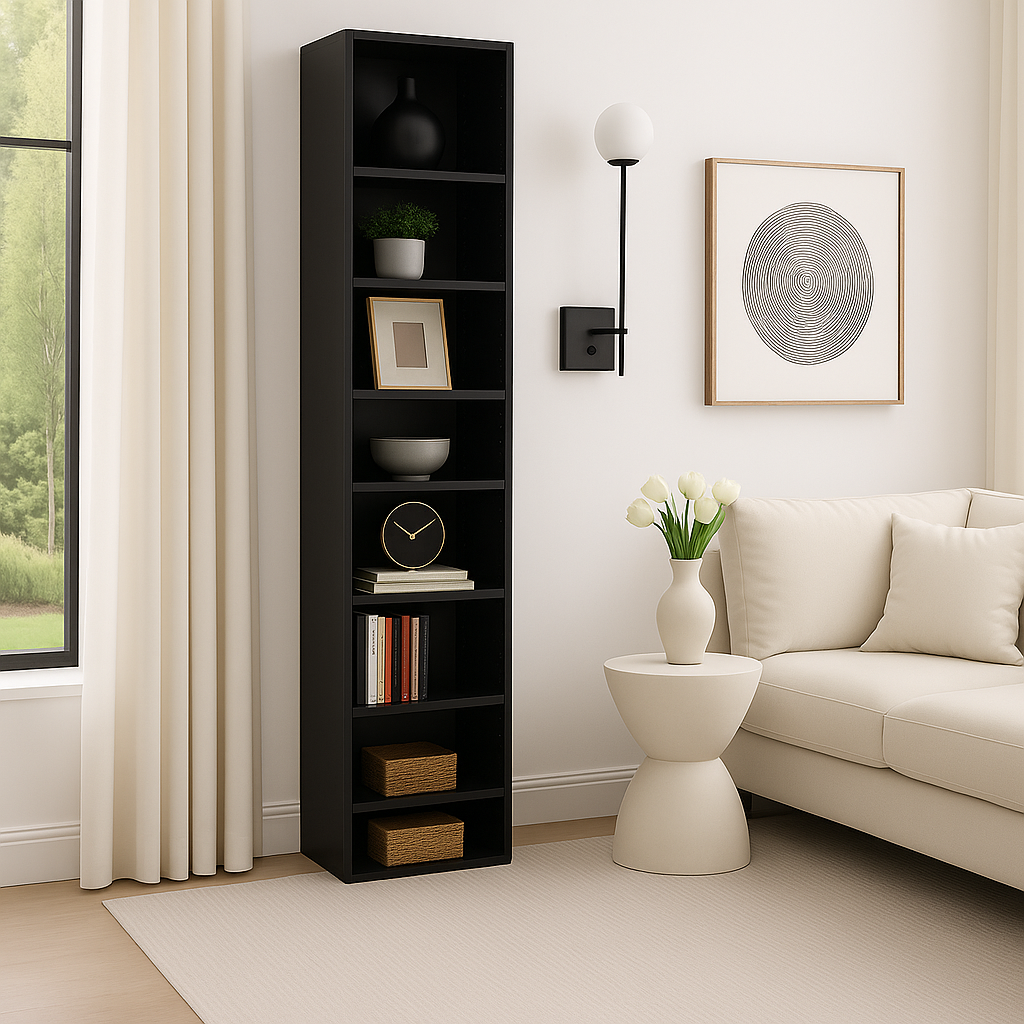 Premium 8-Tier Media Tower Rack - Ultimate Slim Storage Solution for Home & Office