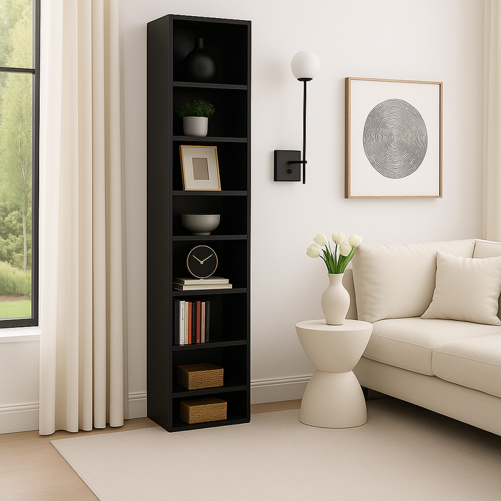 Premium 8-Tier Media Tower Rack - Ultimate Slim Storage Solution for Home & Office