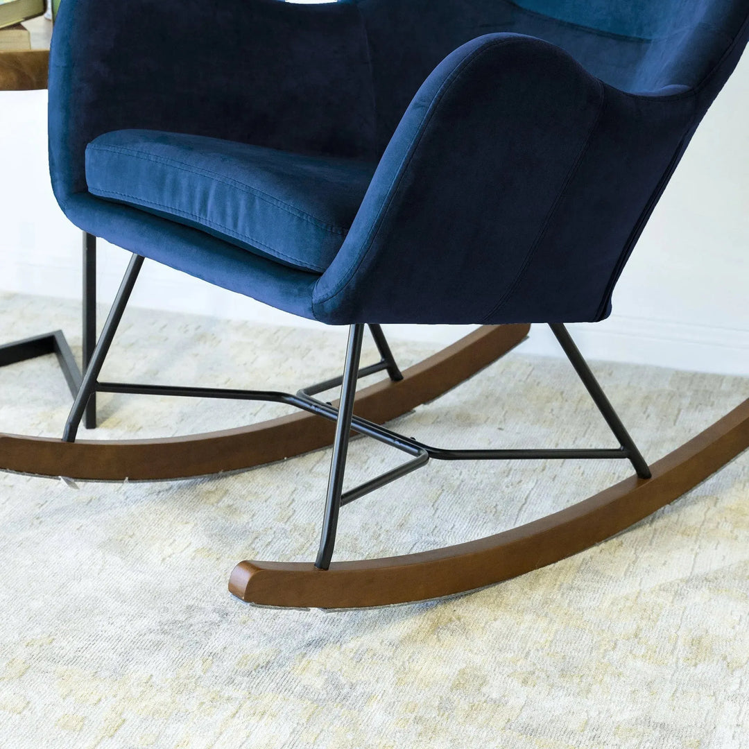 Chelsea Velvet Rocking Chair Blue