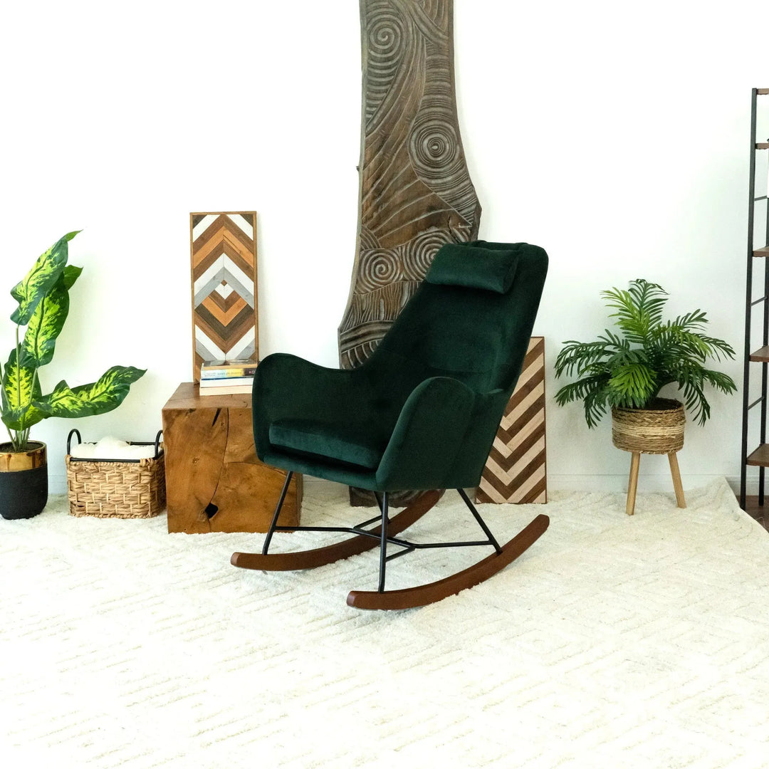 Chelsea Velvet Rocking Chair Green