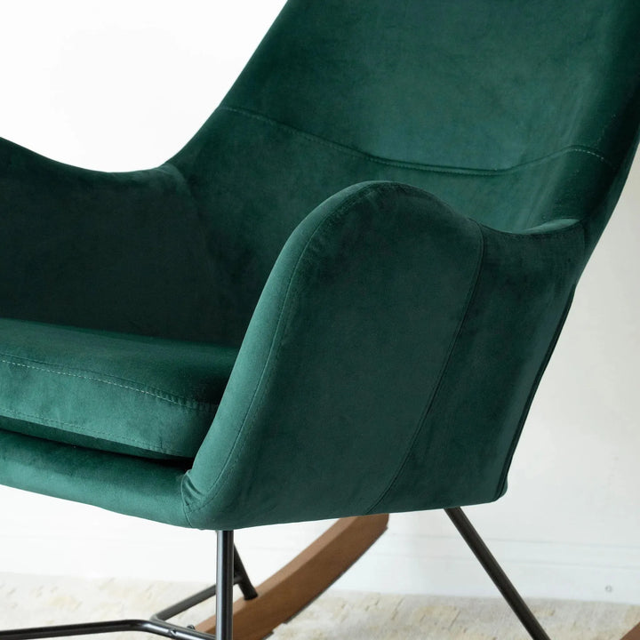Chelsea Velvet Rocking Chair Green