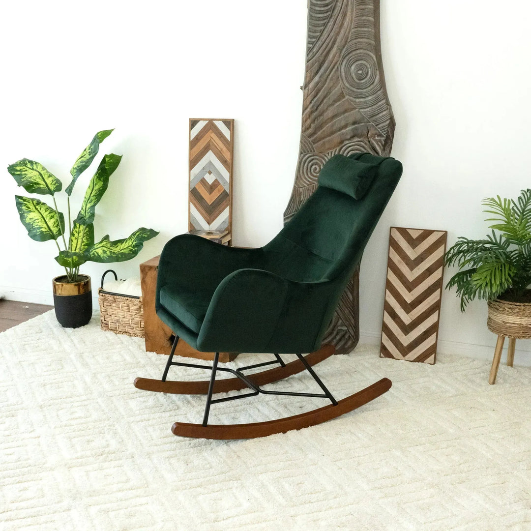 Chelsea Velvet Rocking Chair Green