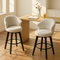 Set of 2 Counter Height Swivel Bar Stools - Premium Chenille Upholstered Chairs with Wide Backrest for Bar, Kitchen Island & Dining Room (White