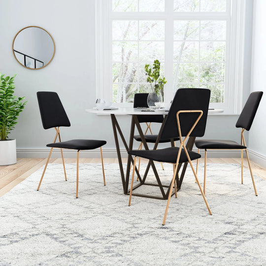 Chloe Dining Chair (Set of 2) Black & Gold