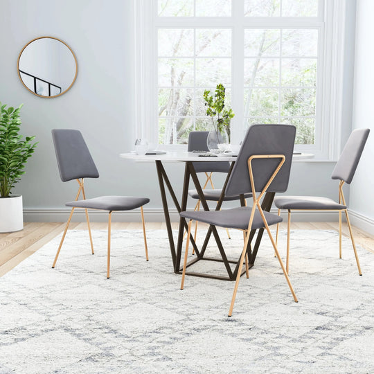 Chloe Dining Chair (Set of 2) Gray & Gold