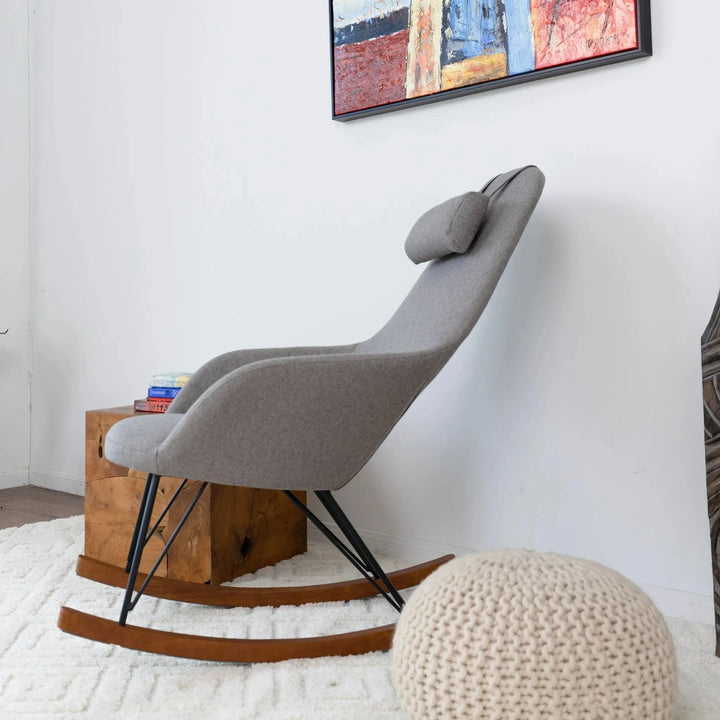 Chloe Mid Century Modern Rocker Livingroom And Bedroom Chair Grey